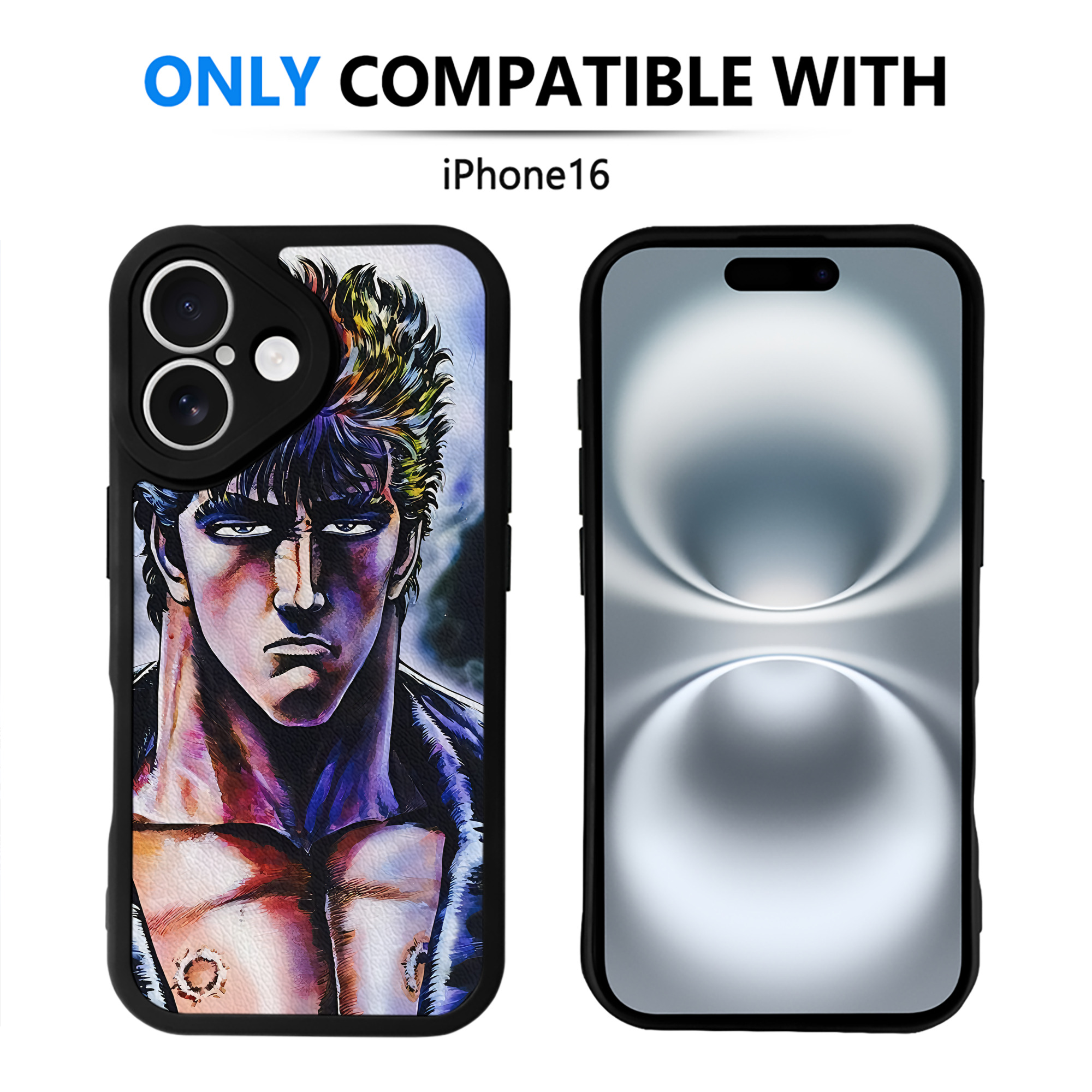 （画像用） 北斗の拳 Fist of the North Star 【iPhone 16シリーズ対応】シリコンスマホケース（レザー調） 材質：シリコン